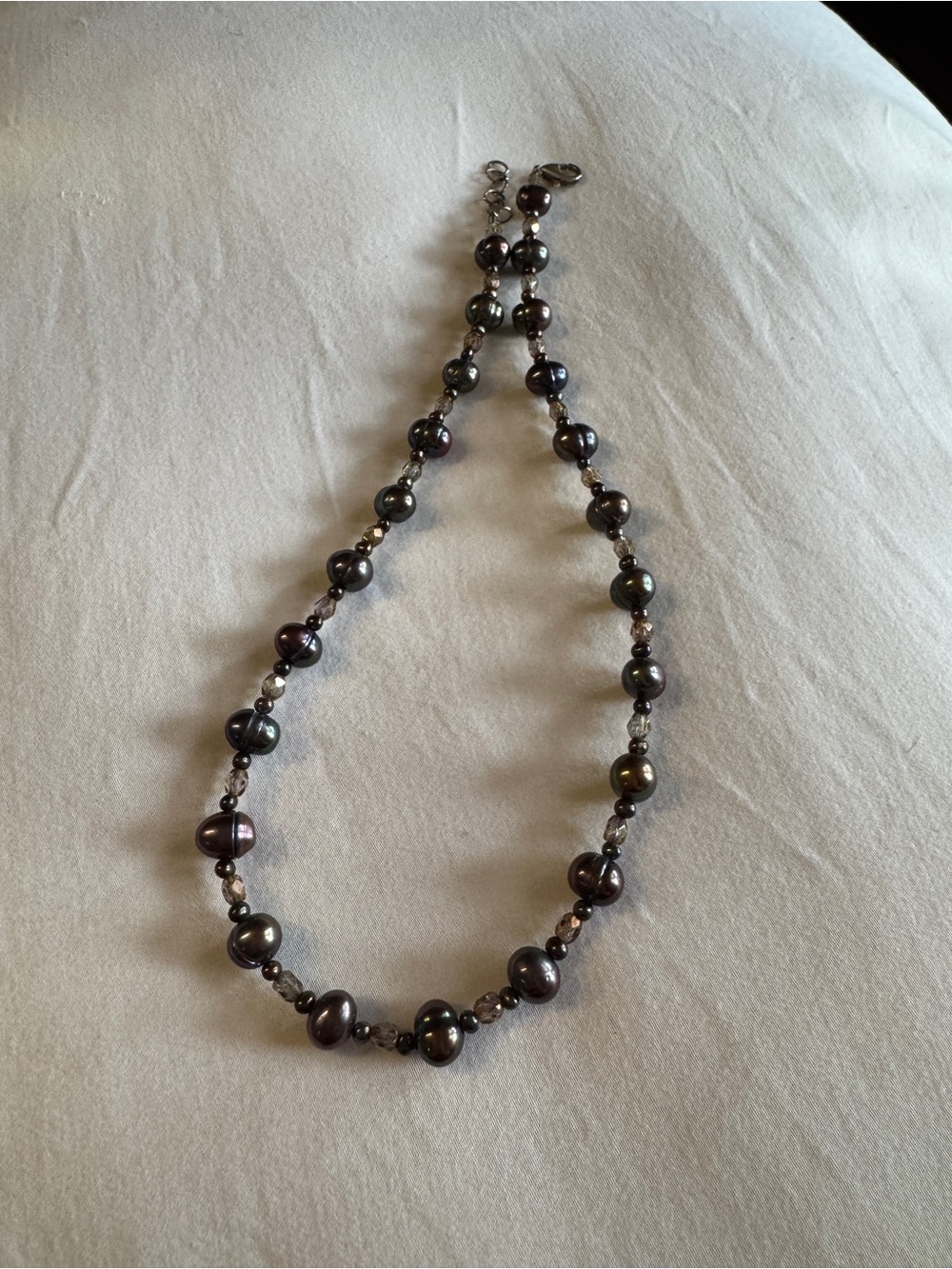 Black Iridescent Pearl Beaded Necklace